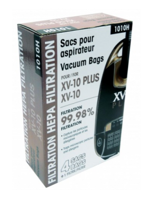 Sac microfiltre HEPA pour aspirateur chariot – Johnny Vac XV-10 et XV-10 Plus – paquet de 4 sacs + 1 filtre