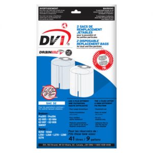Drain-Vac Central vacuum disposable cloth dust bags